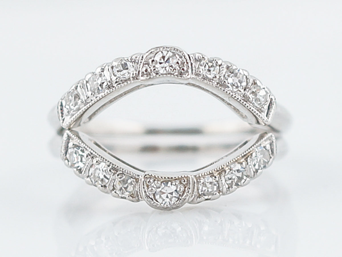 Antique Wedding Ring Guards Art Deco .28 Single Cut Diamonds in Platin ...