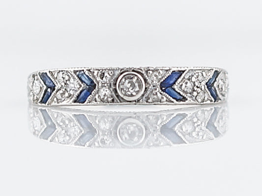 Antique Wedding Band Art Deco .47 Old European & Single Cut Diamonds in Platinum