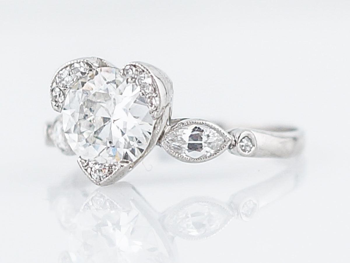 1 Carat Heart Shaped Vintage Engagement Ring in Platinum