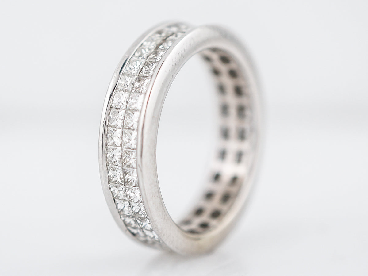 Eternity Wedding Band Modern 1.17 Princess Cut Diamonds in 18k White Gold