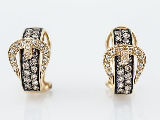 Earrings Modern 1.12 Round Brilliant Cut Diamonds in 14k Yellow Gold