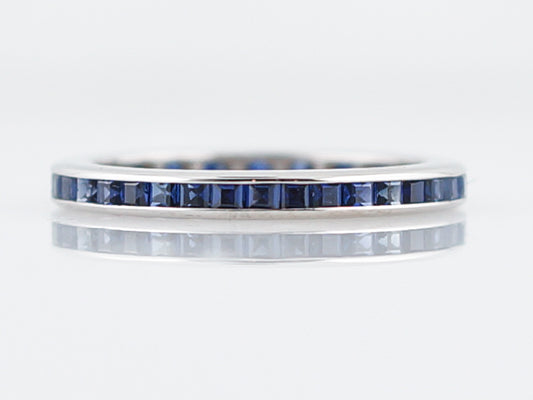 Eternity Band Modern 1.08 Square Cut Sapphire in 14k White Gold