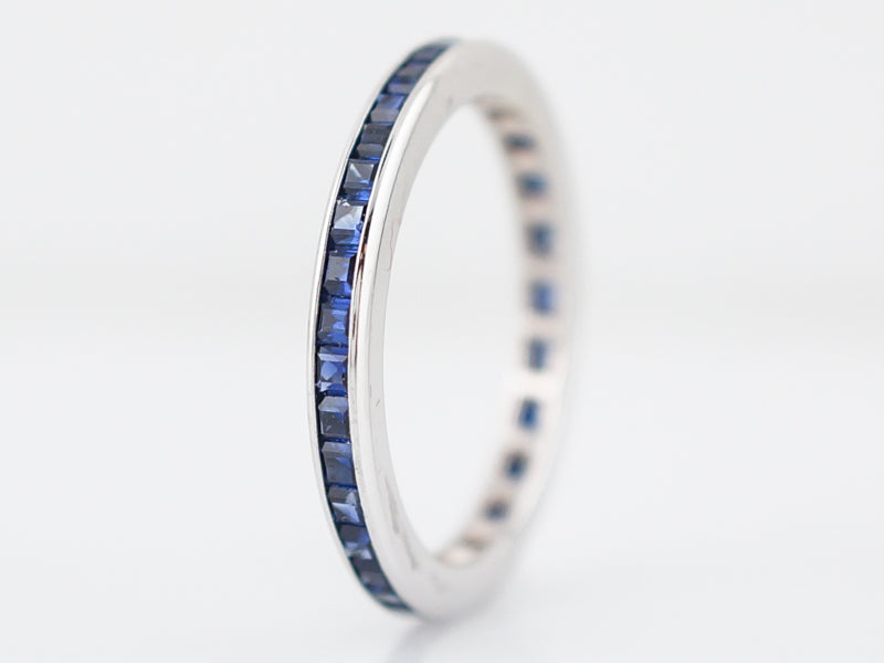 Eternity Band Modern 1.08 Square Cut Sapphire in 14k White Gold