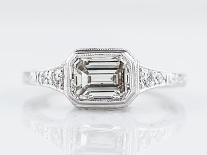 Engagement Ring Modern 1.30 Emerald Cut Diamond in 18k White Gold