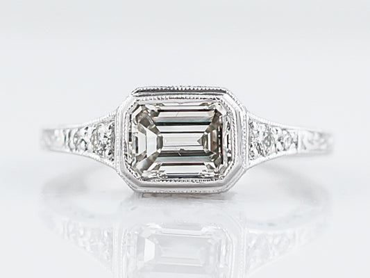 Art Deco Style Emerald Cut Diamond Engagement Ring