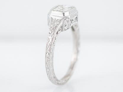 Engagement Ring Modern 1.30 Emerald Cut Diamond in 18k White Gold