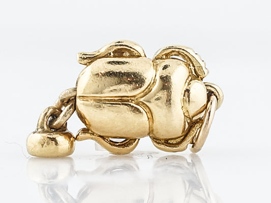 Vintage Pendant Charm Beetle Mid-Century 22k Yellow Gold