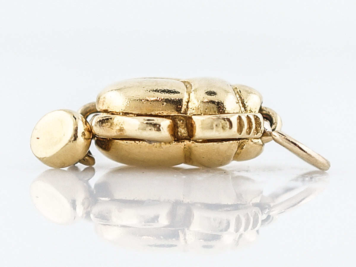 Vintage Pendant Charm Beetle Mid-Century 22k Yellow Gold