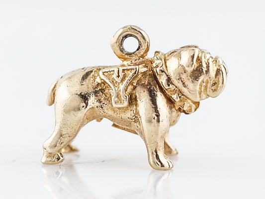 Vintage Pendant Charm Gold Bull Dog Mid-Century 14k Yellow Gold