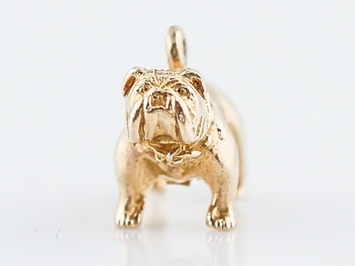 Vintage Pendant Charm Gold Bull Dog Mid-Century 14k Yellow Gold