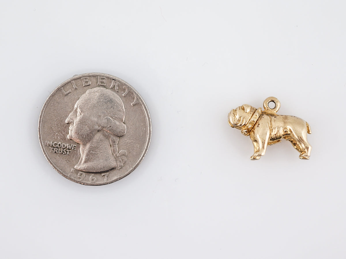 Vintage Pendant Charm Gold Bull Dog Mid-Century 14k Yellow Gold