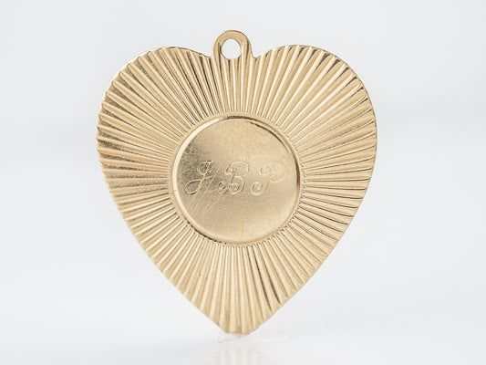 Vintage Pendant Charm Heart Mid-Century 14k Yellow Gold