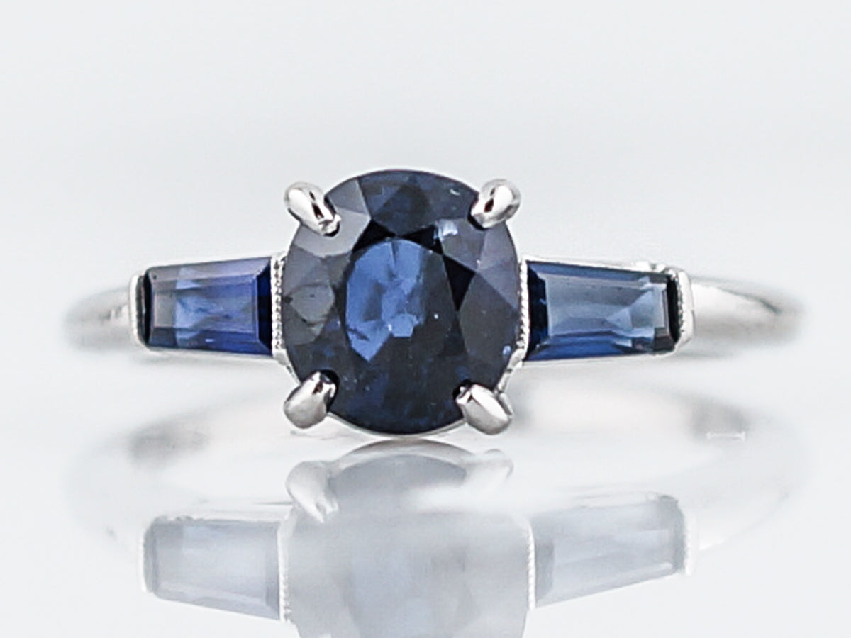 Engagement Ring Modern 1.47 Cushion Cut Sapphire in Platinum