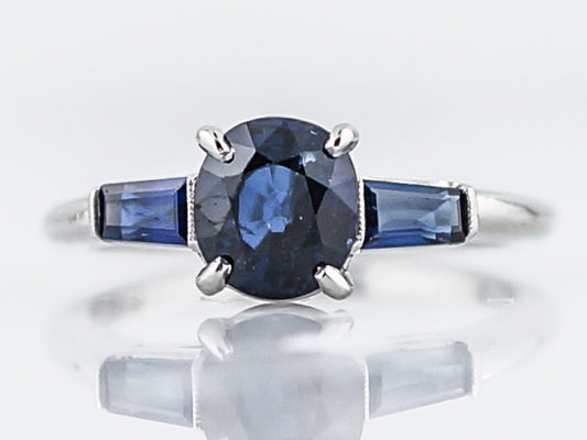 Engagement Ring Modern 1.47 Cushion Cut Sapphire in Platinum