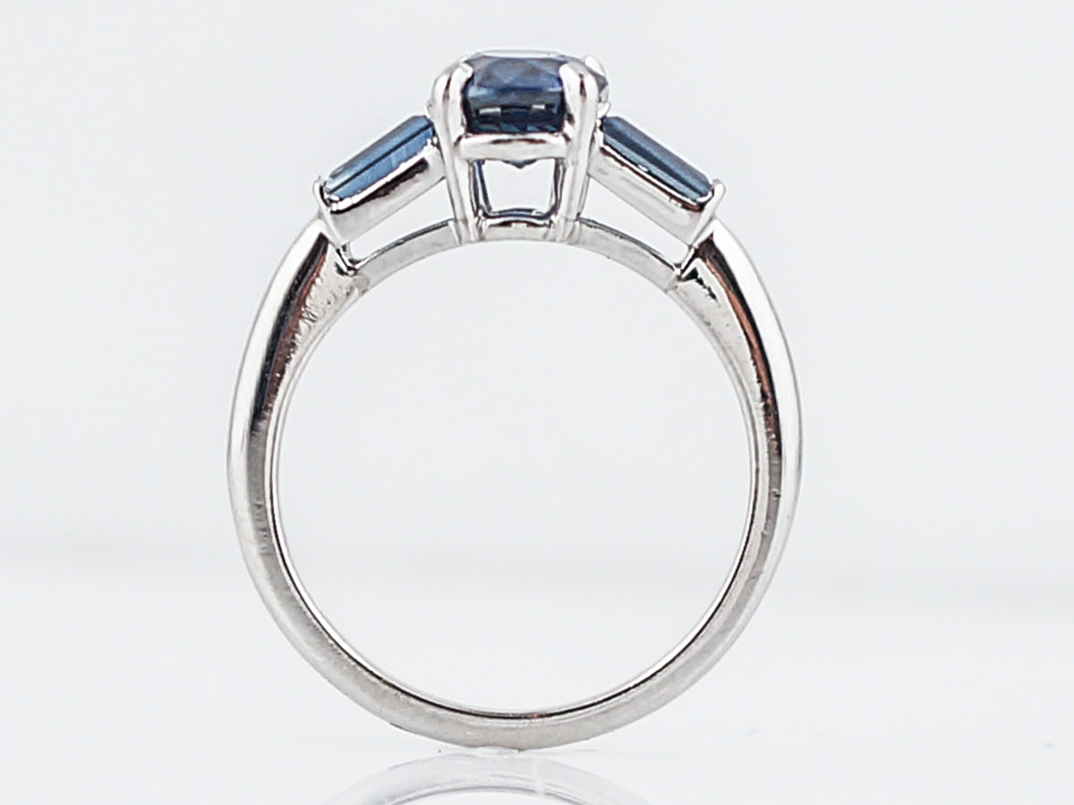 Engagement Ring Modern 1.47 Cushion Cut Sapphire in Platinum