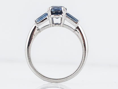 Engagement Ring Modern 1.47 Cushion Cut Sapphire in Platinum