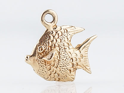 Vintage Pendant Charm Fish Mid-Century 14k Yellow Gold