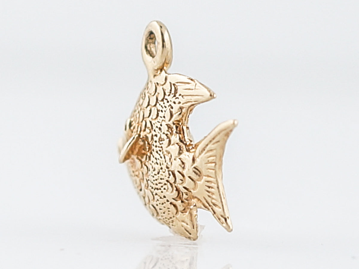 Vintage Pendant Charm Fish Mid-Century 14k Yellow Gold