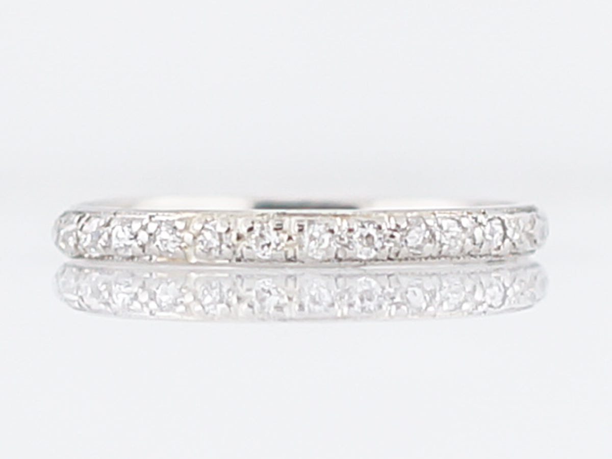 Antique Wedding Band Art Deco .12 Single Cut Diamonds in Platinum
