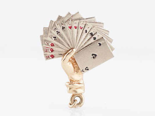 Antique Pendant Charm Gold Hand Art Deco 14k Yellow & White Gold