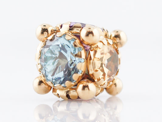 Pendant Charm Modern 2.4 Round Cut Aquamarine in 18k Yellow Gold