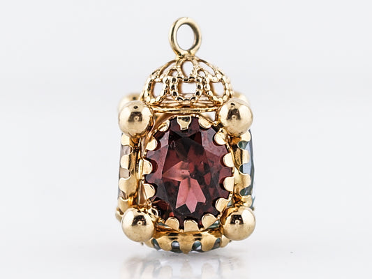 Pendant Charm Modern 3.1 Oval Cut Garnet in 18k Yellow Gold