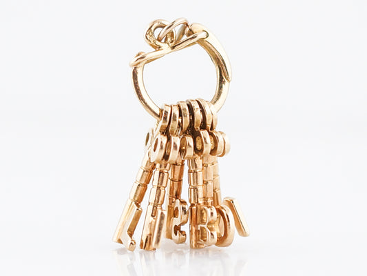 Vintage Pendant Charm Key Chain Mid-Century in 14k Yellow Gold