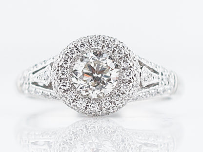 Vintage Style Diamond Cluster Engagement Ring in Platinum