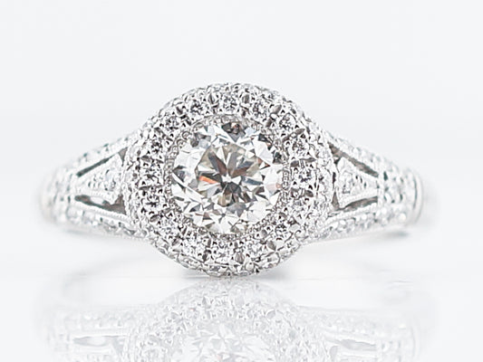 Vintage Style Diamond Cluster Engagement Ring in Platinum