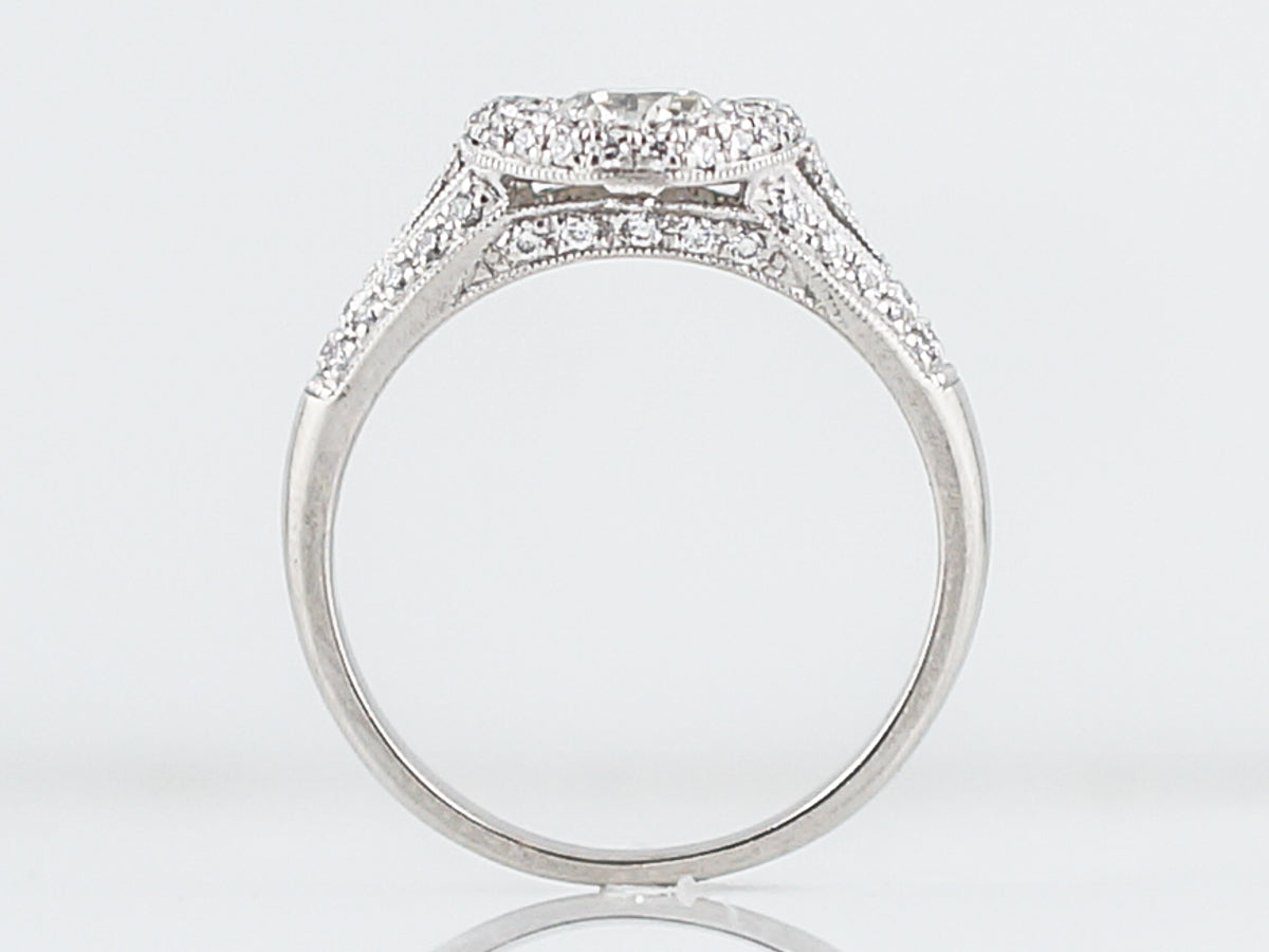 Engagement Ring Modern .64 Old European Cut Diamond in Platinum