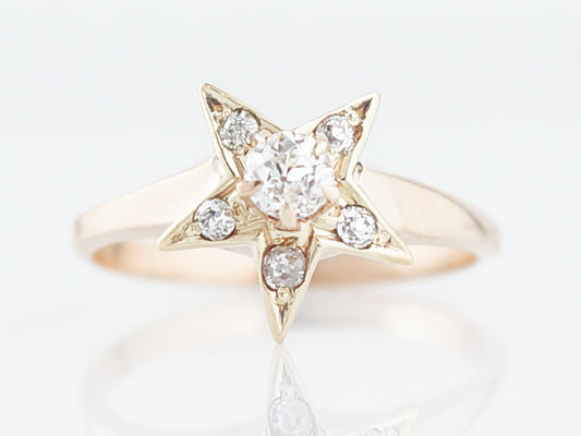 Antique Right Hand Ring Victorian .20 Old Mine Cut Diamond in 14k Yellow Gold