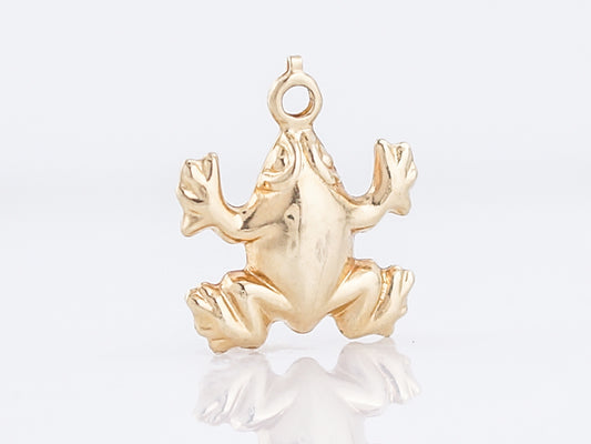 Pendant Charm Frog Modern in 14k Yellow Gold