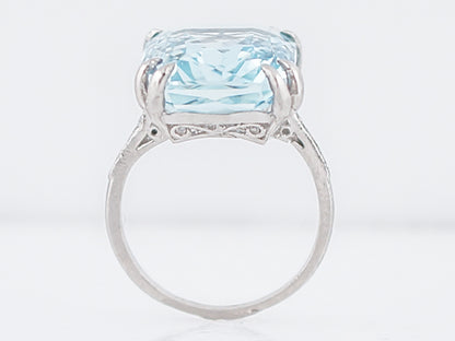 Cocktail Ring Modern 11.42 Emerald Cut Aquamarine & Diamonds in Platinum