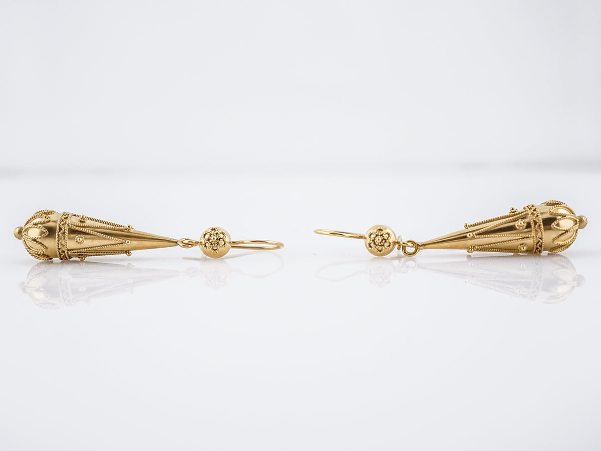 Dangle Drop Earrings Modern in 15k Yellow Gold