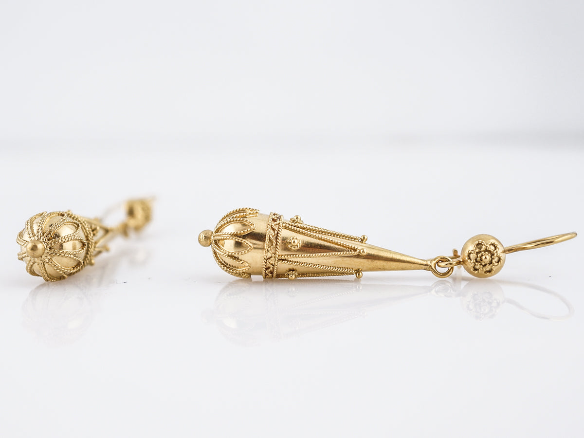 Dangle Drop Earrings Modern in 15k Yellow Gold