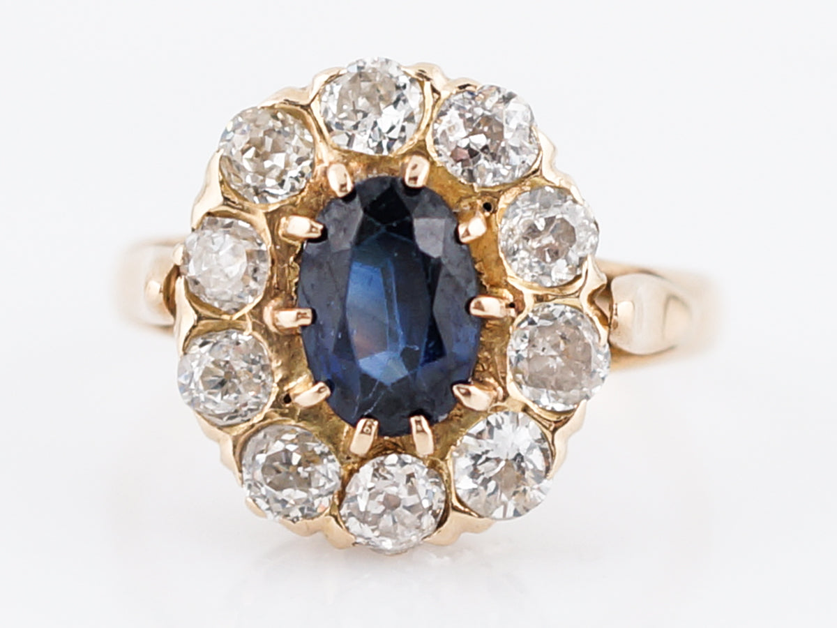 Vintage Sapphire Diamond Halo Ring | Plaza Jewellery English Vintage Antique  Unique Jewellery
