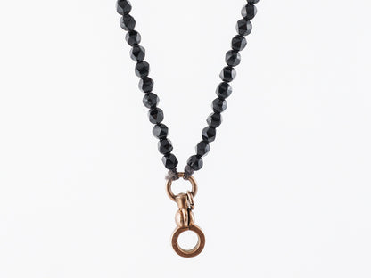 Onyx Bead Necklace w/ Dowsy Clasp in 14k Rose Gold