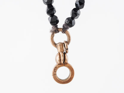 Onyx Bead Necklace w/ Dowsy Clasp in 14k Rose Gold