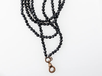 Onyx Bead Necklace w/ Dowsy Clasp in 14k Rose Gold