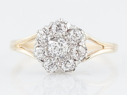 Antique Engagement Ring Victorian .56 Old European Cut Diamonds in 14k Yellow & White Gold