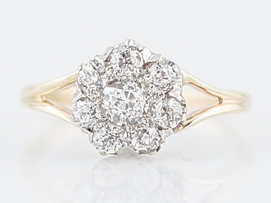 Antique Engagement Ring Victorian .56 Old European Cut Diamonds in 14k Yellow & White Gold