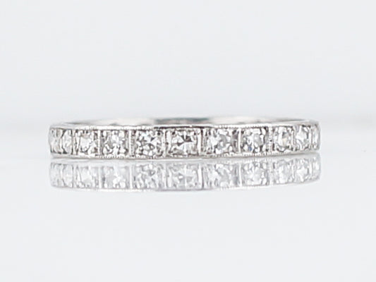 Antique Eternity Wedding Band Art Deco .81 Single Cut Diamonds in Platinum