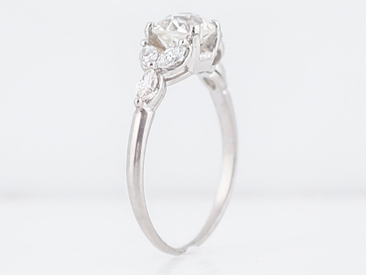 Art Deco 1 Carat European Diamond Floral Engagement Ring