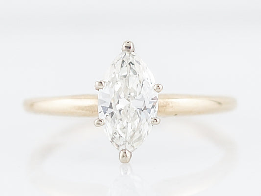 Engagement Ring Modern .82 Marquise Cut Diamond in 14k Yellow Gold