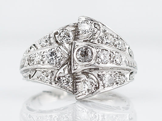 Antique Right Hand Ring Art Deco 1.02 Old European Cut Diamonds in Platinum