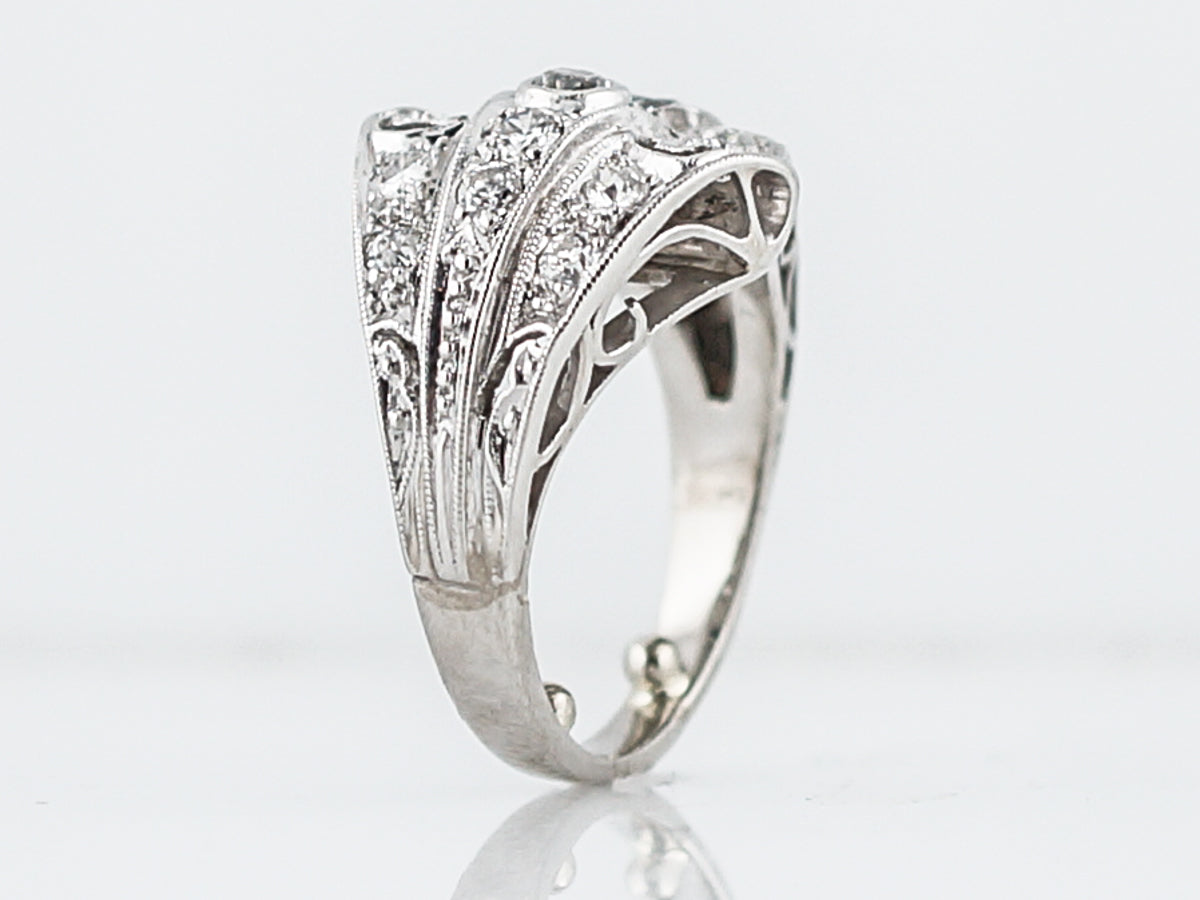 Antique Right Hand Ring Art Deco 1.02 Old European Cut Diamonds in Platinum