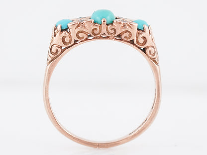 Modern Right Hand Ring .68 Cabochon Cut Turquoise in 14k Rose Gold