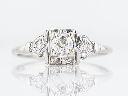 Petit Old European Cut Diamond Engagement Ring in Platinum