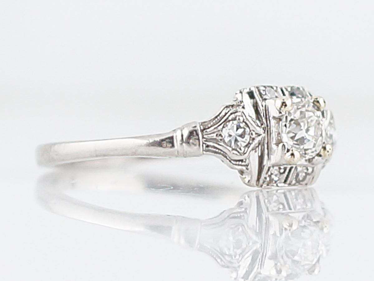 Petit Old European Cut Diamond Engagement Ring in Platinum