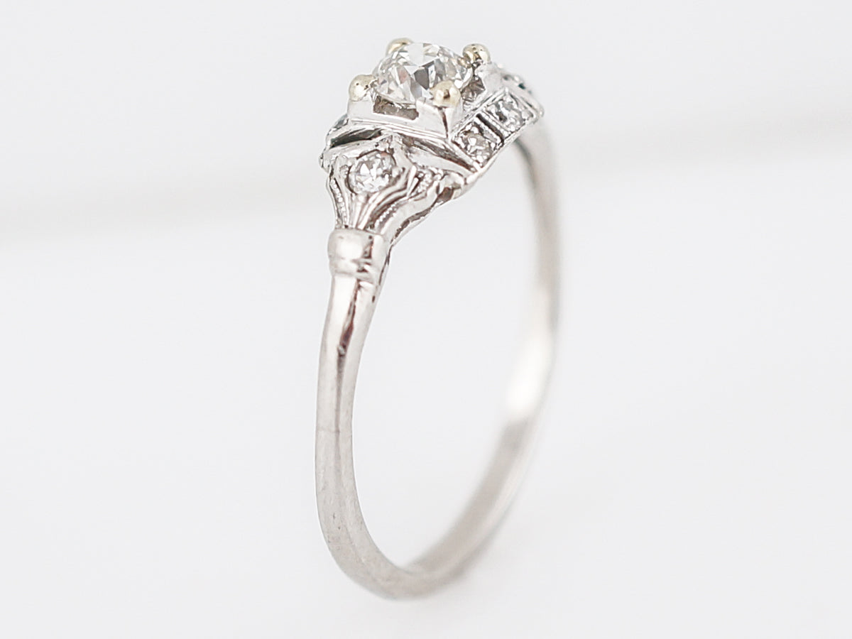 Petit Old European Cut Diamond Engagement Ring in Platinum